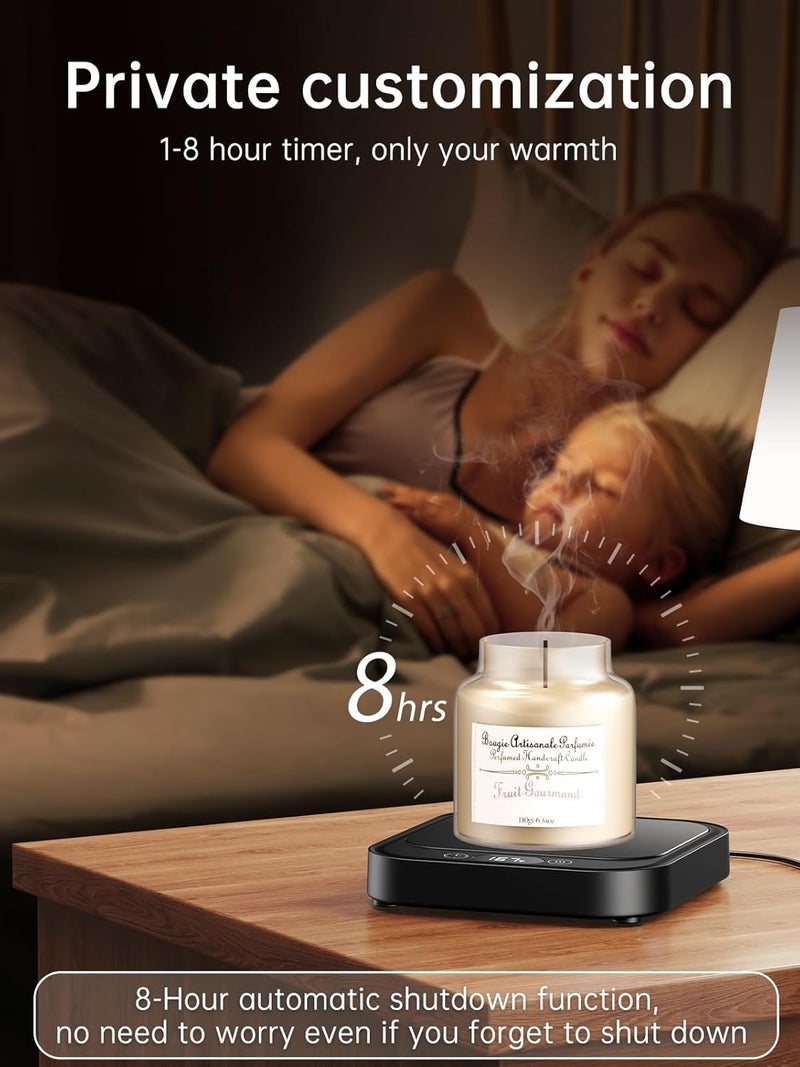 AOLION Mug Warmer - 40W Coffee Cup Warmer for Desk with Auto Shut Off, Smart Electric Candle Warmer with 4 Temp & Time Settings, Coffee Gifts for Beverage, Tea, Water, Milk in Home & Office (Black) - Image 5